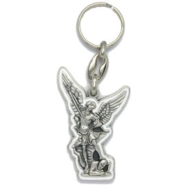 Generico 50.462.31 007BIA Keyring Religious Saint Michael Archangel Michael Silver Enamel White, Silver / black
