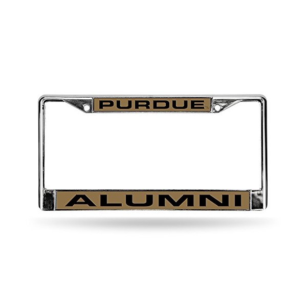 Rico Industries NCAA Purdue Boilermakers - Alumni Laser Cut Inlaid Standard Chrome License Plate Frame , 6 x 12.25"