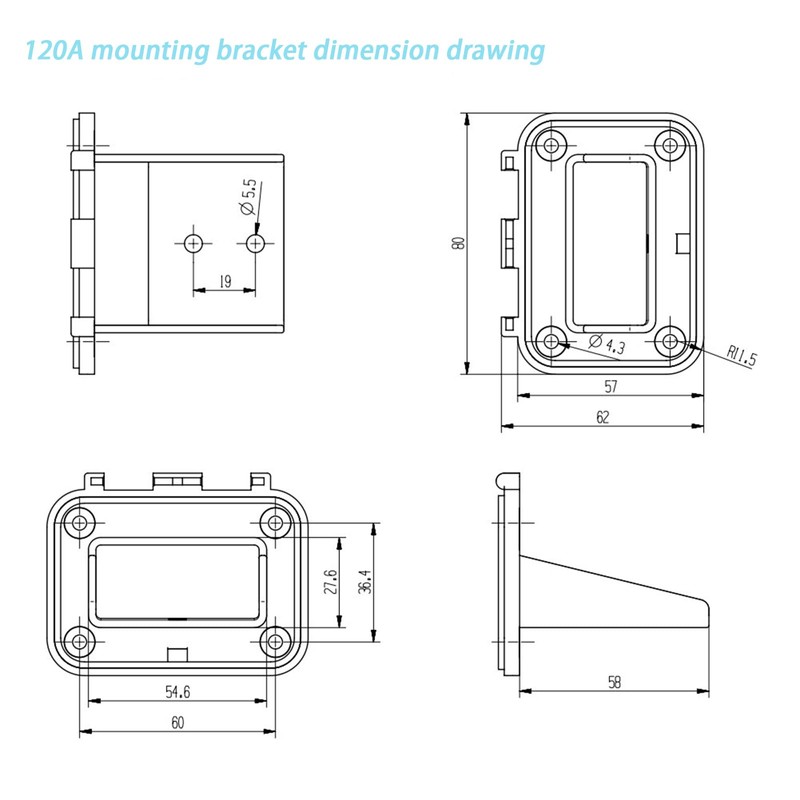 120 A Flush-Mounted Mounting Frame with Cover, Compatible with Anderson