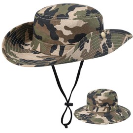 Kids Camouflage Fishing Sun Hat - Wide Brim Summer Beach Outdoor UV Protection Cap