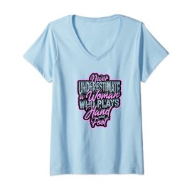 Womens Never underestimate a woman who plays hand and foot - Vegas V-Neck T-Shirt