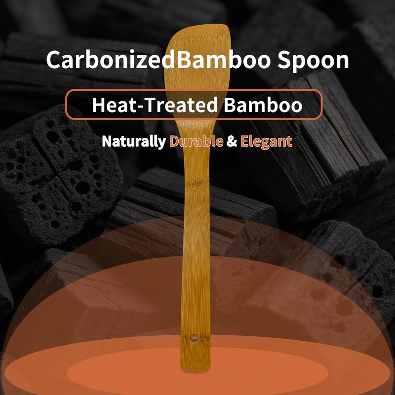Krysclove Natural Carbonized Bamboo Spoons for Cooking,Dark Premium Bamboo Kitchen