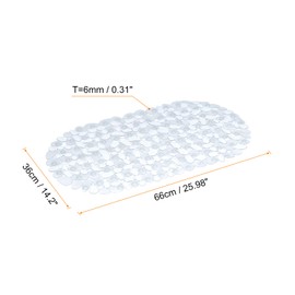 sourcing map Bath Tub Shower Mat, 26" x 14.2" PVC Non-Slip Pebble Oval Mat with Drain Holes, Suction Cups for Bathroom Bathtub, Clear White