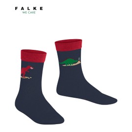 FALKE Unisex Children's Dinosaur Socks Breathable Sustainable Cotton Reinforced Children's Socks Durable Skin Friendly Non-Slip with Dinosaur Motif Durable 1 Pair, Blue (Space Blue 6116)