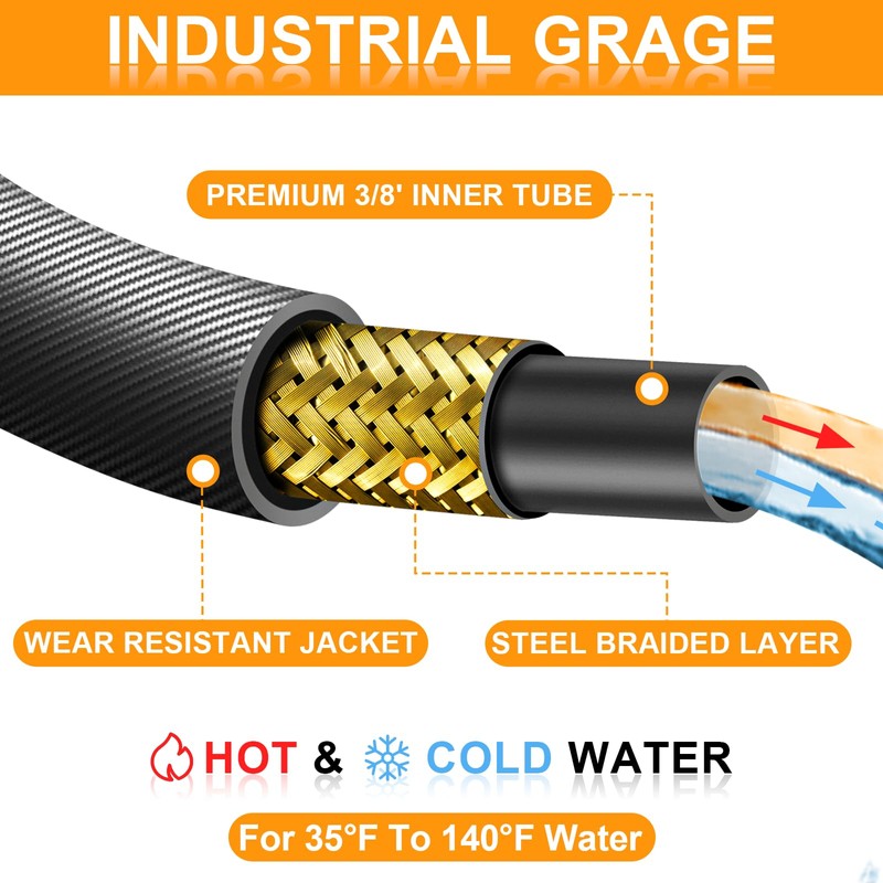 100FT Pressure Washer Hose 3/8''- 5000 PSI High Tensile Wire