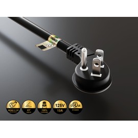 CableLeader Ultra Low Profile Power Extension Cord Splitter Cable, 2 NEMA 5-15R to 1 NEMA 5-15P (16 AWG, 14 inches)