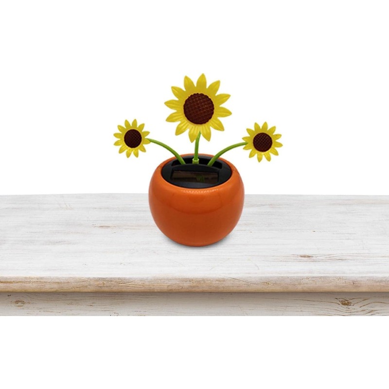 2Pcs Solar Dancing Flower Car Decoration, Apple Blossom Sunflower with