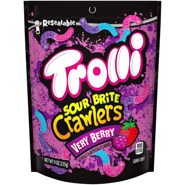 Trolli Sour Brite Crawlers Gummy Candy, Very Berry, 9 Ounce Bag, Pack of 6