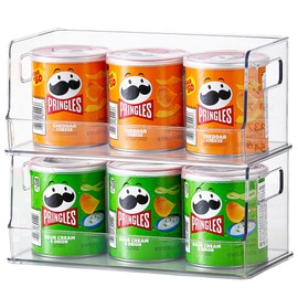 vacane 10" Wide Stackable Pantry Organizer Bins Open Front, Plastic Chip Organizer for Pantry Food Storage Basket for Countertops, Kitchen, Bathroom, 2 Pack