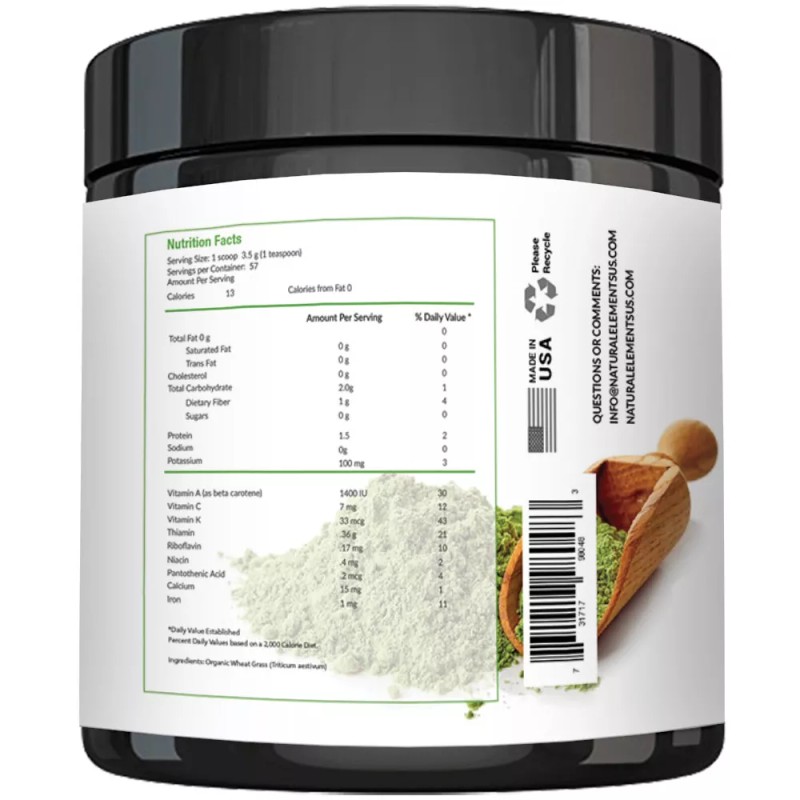 natural elements Wheatgrass Powder - USDA Certified Organic Wheat Grass