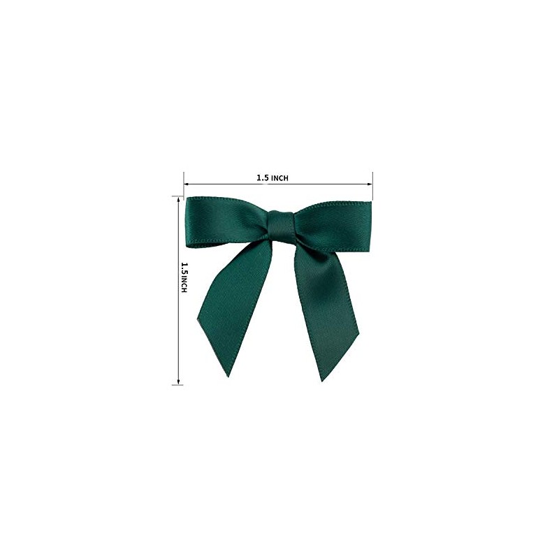 7Rainbows 50pcs Boutique 1.5" Dark Green Satin Ribbon Mini Bows
