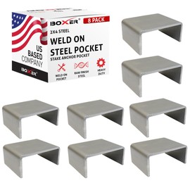 Boxer Heavy Duty Weld On Steel Stake Pocket Anchors for Flatbed Trailers and Trucks - 2x4 Weld On Steel Bracket 8 Pack