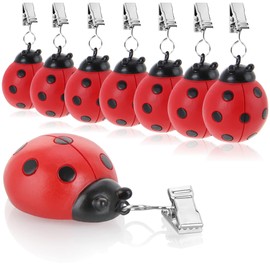COM-FOUR® 8x tablecloth weights - weatherproof tablecloth weights with clip - tablecloth clip in ladybug design - approx. 40 g (red - ladybug)