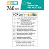760 Pcs M4 Bolts and Nuts Set, Flat Hex, Hex