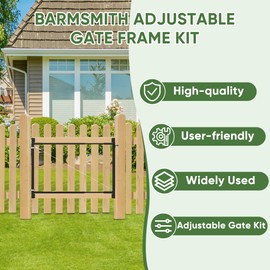 BarnSmith Adjustable Anti Sag Gate Kit for Wooden Fences 36in-72in Width x 4'-5' Height - Heavy Duty Gate Frame Hardware Kit, Black Finish (Wooden Posts Not Included)