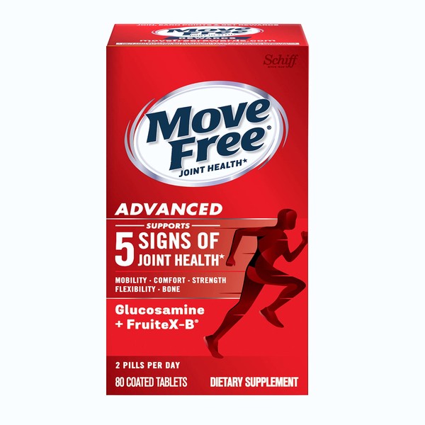 Move Free Advanced Glucosamine Chondroitin + Calcium Fructoborate Joint Support Supplement, Supports Mobility Comfort Strength Flexibility & Bone - 80 Tablets (40 servings)*