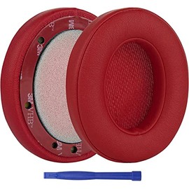 Beats Studio 3 Ear Pads, BUTIAO Replacement Protein Leather Earpads Memory Foam Ear Cushion Cups Repair Parts for Beats Studio 3 Studio 2 Wireless Wired Headphones by Dr.Dre (Red)