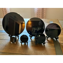 CrystalsAhoy Obsidian Mirror, 5.5" in Diameter, Obsidian Scrying Mirror, Obsidian Plate