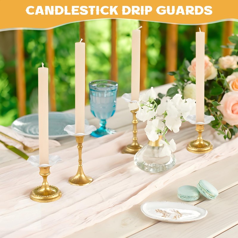 4 Pack Wavy Glass Bobeches for Candlestick Holders, Candle Drip