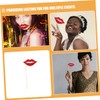 Ipetboom 60 Pcs Red Lips Photo Booth Props with Wood
