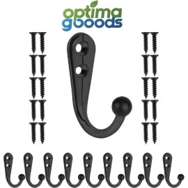 Unbranded 10PCS Wall Coat Hooks Black Heavy Duty Metal Hangers with 20 Screws.
