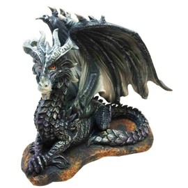 SUMMIT BY WHITE MOUNTAIN DARK WISE DRAGON IN MEDITATON STATUE SCULPTURE LAND OF DRAGONS
