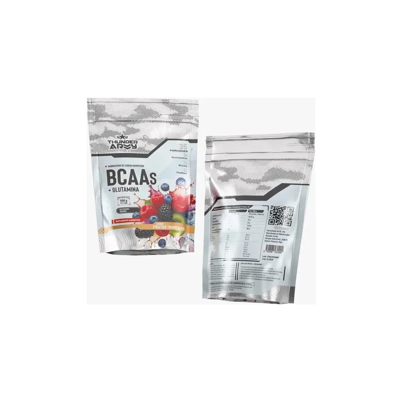 Aminoácidos Bcaas Glutamina Thunder Army Recuperación Muscular Sabor Frutos Tropicales