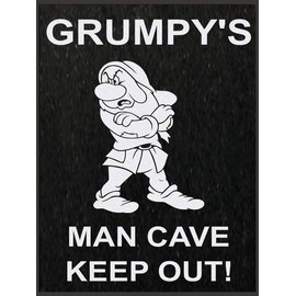 shawprint Grumpy's MAN CAVE RULES RETRO METAL TIN WALL PLAQUE SIGN NOVELTY GIFT Home bar shed man cave 315 (10” x 8” (267mm x 200mm))