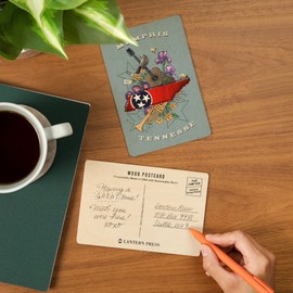 Memphis, Tennessee, State Treasure Trove (4x6 Birch Wood Postcards, 2-Pack Stationary, Rustic Home Wall Decor)