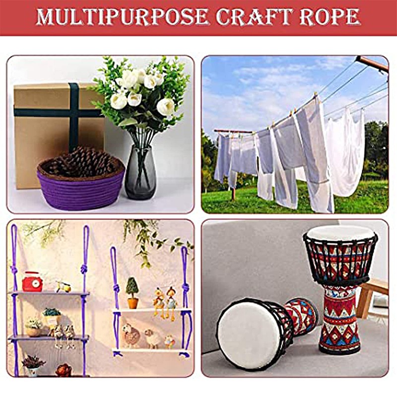 WUWYOUWL Soft Cotton Rope, 10m/8mm Universal Rope Craft Rope, Thick