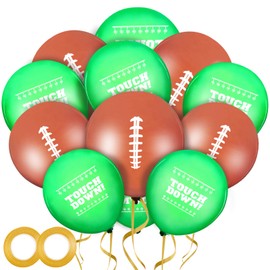 60 Pieces Football Balloons Football Field Latex Balloons Football Party Balloons and 2 Rolls Gold Balloons Ribbon for Superbowl Tailgate Game Day Football Theme Supplies Birthday Party Decorations