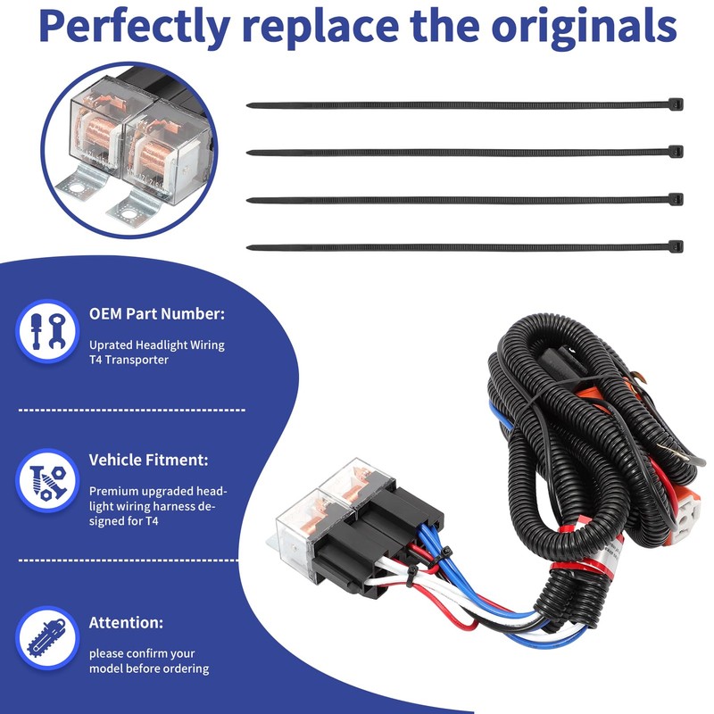 ZEALfix Upgraded Headlight Wiring Connector Fits T4 Transporter Pigtail Harness