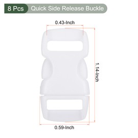 YOKIVE 8 Pcs Plastic Buckles, Dual Adjustable Snap Clips | Quick Side Release Buckle, Great for Backpack Strap Webbing Belt Sewing, (White, 1-Inch)