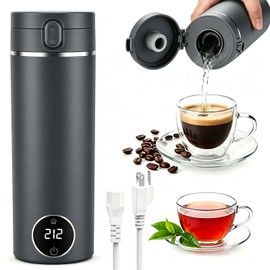 Travel Kettle,Portable Electric Kettle,Small Hot Water Boiler with 6 Temperature Settings,Mini Tea Coffee Kettle with 304 Stainless Steel and Fast Boiling Water and Boil Dry Protection,450ml (Grey)