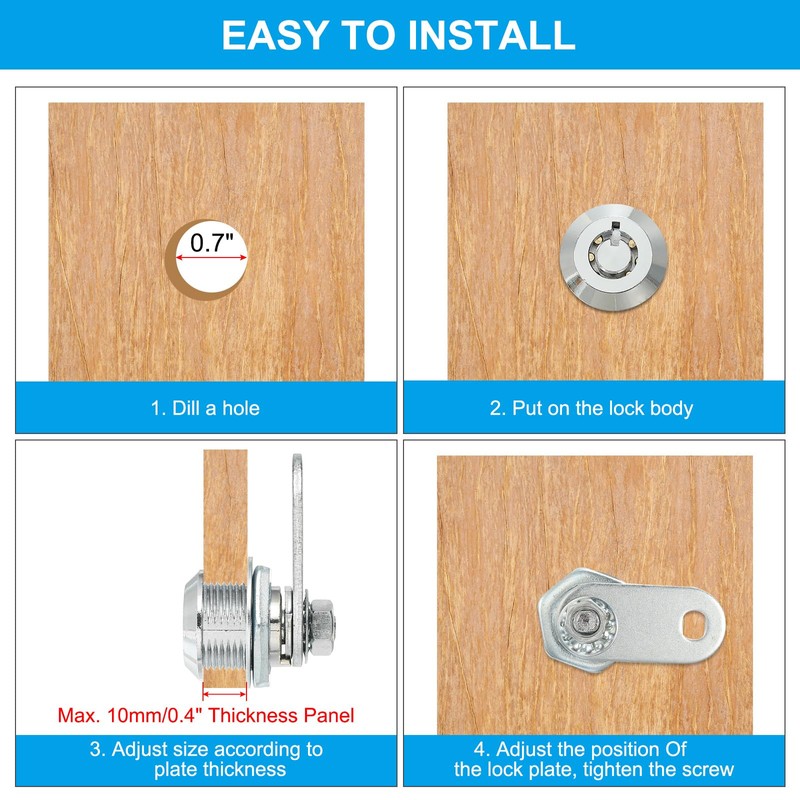 PATIKIL Cabinet Cam Lock with Key 2pcs 5/8"(16mm) Keyed Same