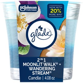 Glade 1-Wick 2in1 Scented Candle Jar, Moonlit Walk & Wandering Stream, Air Freshener Infused with Essential Oils, 4.08 Oz