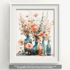 Bougimal Paint by Numbers Adult Landscape without Frame Including Brush and Acrylic Paints - 28 x 35 cm, Flowers