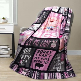 Metawu Pig Gifts for Girls Cute Pig Blanket Pink Pig Throw Blanket Pig Lovers Gift, Just A Girl Who Love Pigs Funny Pigs Pattern Flannel Bedding Blanket for Couch Sofa Chair 50 x 60 inch
