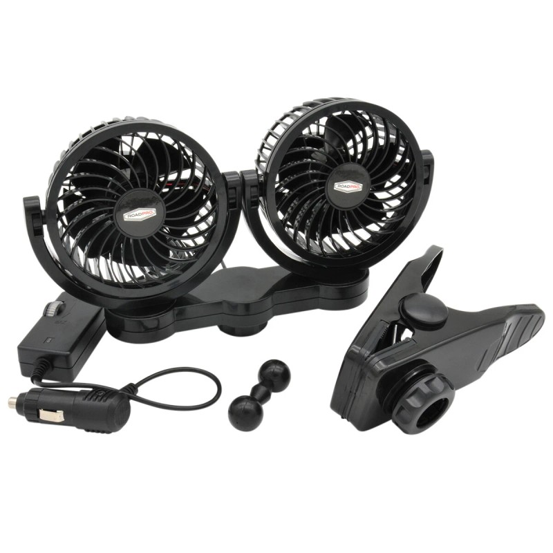 RoadPro 12 Volt Truck Dash Fan Dual Personal Cooling Fan
