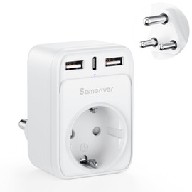 Travel Adaptor South Africa Adapter Germany Plug Travel Plug South Africa with 2 USB 1USB C (3A) Socket Adapter Type M for South Africa Swaziland Lesotho Bhutan Namibia Botswana