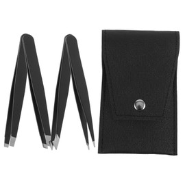 KOMBIUDA 1set Stainless Steel Eyebrow Tweezers for Removal Professional Brow Shaping and Beard Trimming Travel-friendly Beauty Accessories Elegant Pouch