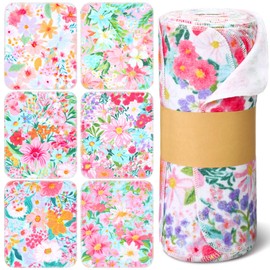 Noveread 36 Pack Reusable Paper Towels Washable Paperless Towels Rolls Reusable Toilet Bidet Bulk Flannel Cotton Cloth Wipes Bathroom Napkins with Cardboard(Nitid Color,Bright Flowers)