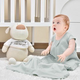 david's kids 3 Pack 100% Cotton Baby Sleep Sack 12-18 Months, Soft Baby Wearable Blankets with 2-Way Zipper, Comfy Toddler Sleeping Bags for Boys Girls Neutral, Large Size, Grey & Blue & Green