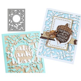 Ammsochy Christmas Border Background Cut Dies DIY Crafts for Paper Card Making Metal Scrapbooking Cutting Tools Album Arts Embossing Template 4.5X5.7IN (Flowers and Plants frame-11.1x14.3cm)