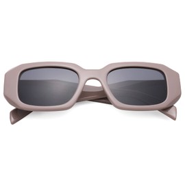 Pro Acme Retro 90s Rectangle Sunglasses for Women & Men, Vintage Small Square UV400 Protection Shades (Brown Frame | Black Lens)