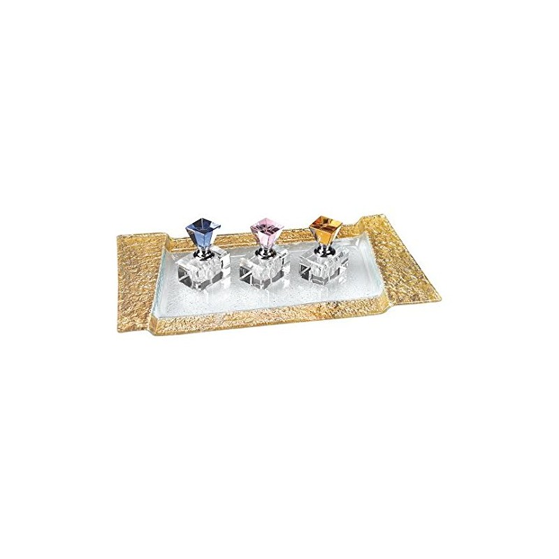 Badash EV50G Handcrafted Rimini Gold Color Glass Serving Tray