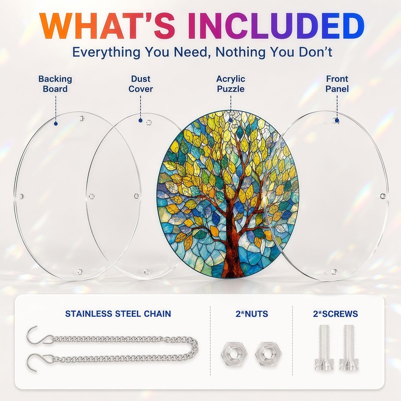 Cherry Blossom Acrylic Puzzle Suncatcher, DIY Suncatcher Puzzle Decor