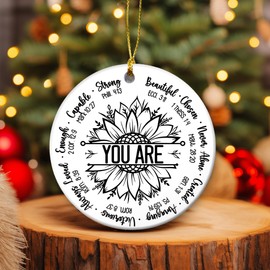 Sunflower Christian Christmas Ornaments - Religious Scripture & Nativity Ornaments, Jesus Inspirational Bible Verse Decor