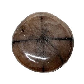 KRIO KRIO? - 1 x Flacher Edelstein Scheibenstein Handschmeichler Therapiestein Schmuckstein (Chiastolith/Kreuzstein)