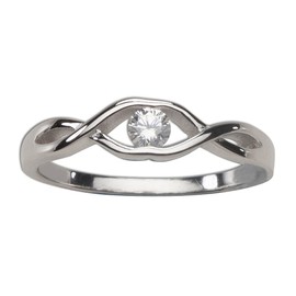 Precious Pieces Sterling Silver Dainty Baby Ring with April CZ Simulated Birthstone (Size 3)